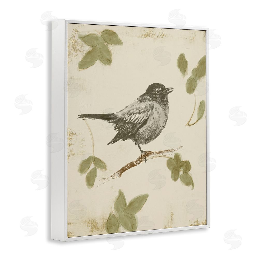 Sundance Graphics Bird Scene over Neutral White Framed Giclee Wall Art Print