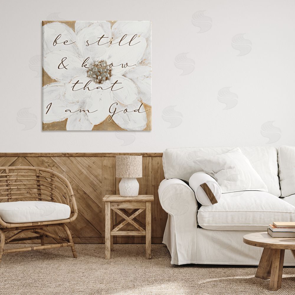 Sundance Graphics Be Still with White Magnolia Canvas Wall Art Print in Room