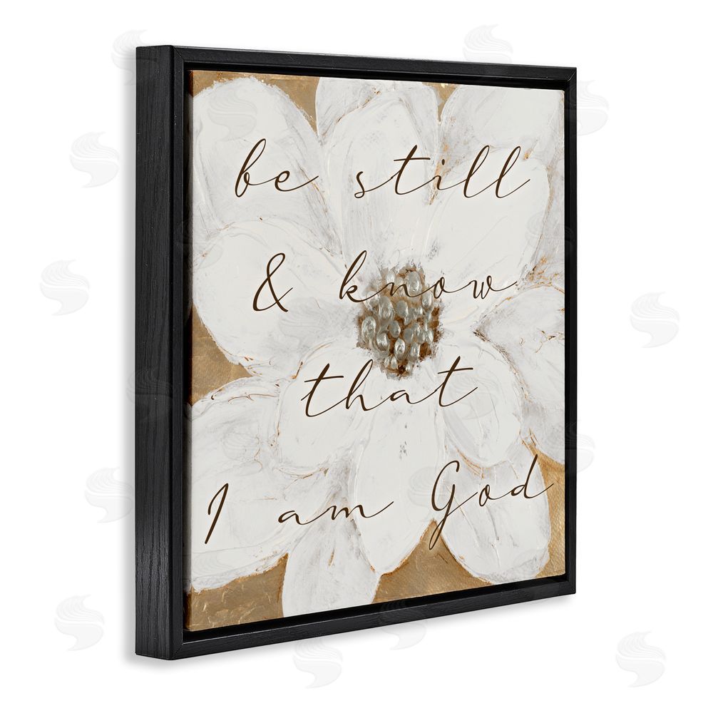 Sundance Graphics Be Still with White Magnolia Black Floating Frame Canvas Wall Art Print