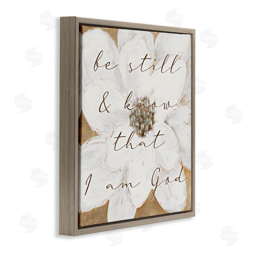 Sundance Graphics Be Still with White Magnolia Brown Floating Frame Canvas Wall Art Print