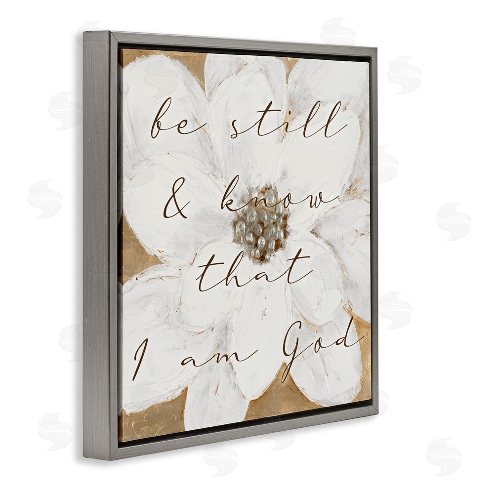 Sundance Graphics Be Still with White Magnolia Gray Floating Frame Canvas Wall Art Print