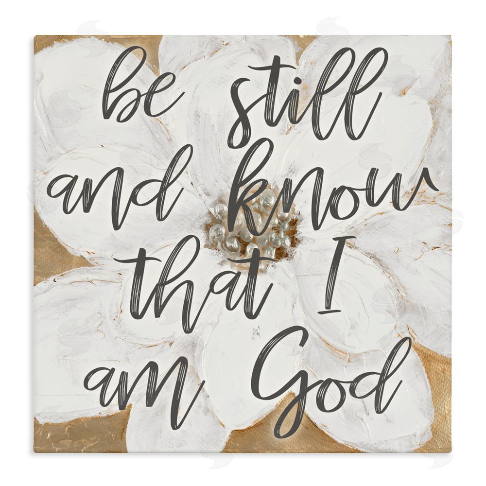 Sundance Graphics Be Still Script with Flower Canvas Wall Art Print
