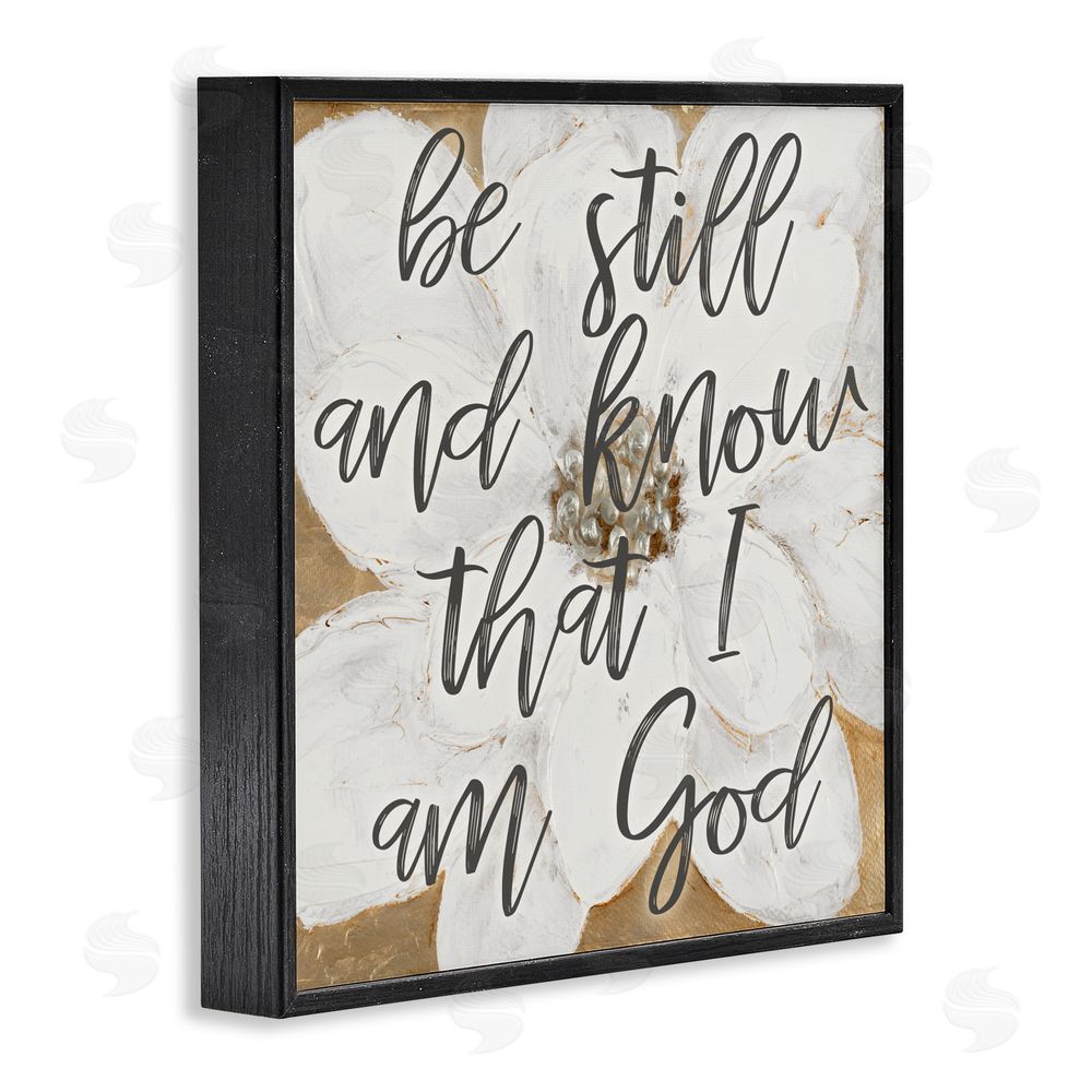 Sundance Graphics Be Still Script with Flower Black Framed Giclee Wall Art Print