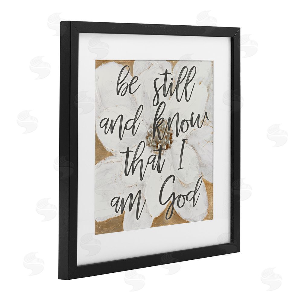 Sundance Graphics Be Still Script with Flower Black Framed Print Under Glass Wall Art