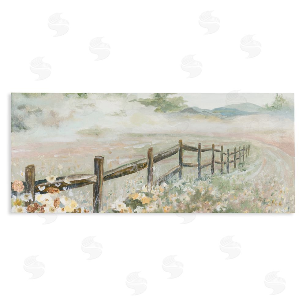 Sundance Graphics Soft Fence with Flowers Canvas Wall Art Print