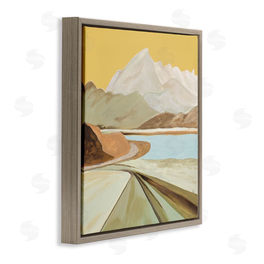 Sundance Graphics Retorno Mountain Sunrise Brown Floating Frame Canvas Wall Art Print