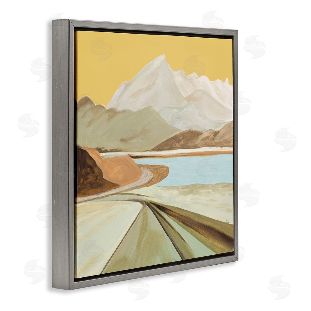Sundance Graphics Retorno Mountain Sunrise Gray Floating Frame Canvas Wall Art Print