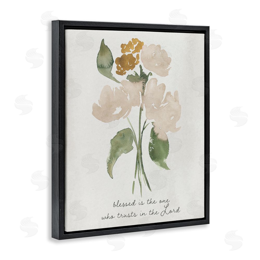 Sundance Graphics Who Trusts In The Lord Flowers Black Floating Frame Canvas Wall Art Print