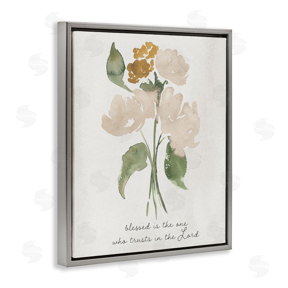 Sundance Graphics Who Trusts In The Lord Flowers Gray Floating Frame Canvas Wall Art Print