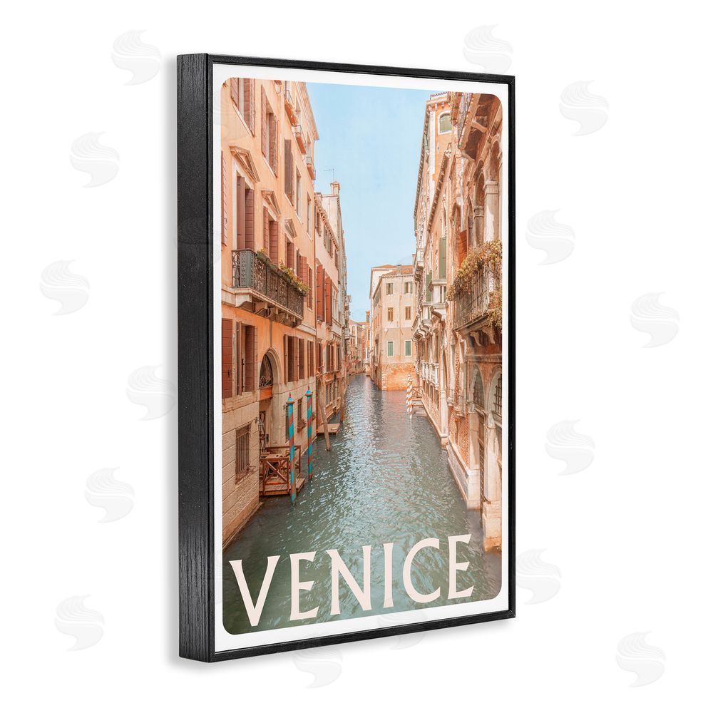 Sundance Graphics Venice Canal Waterway Black Framed Giclee Wall Art Print