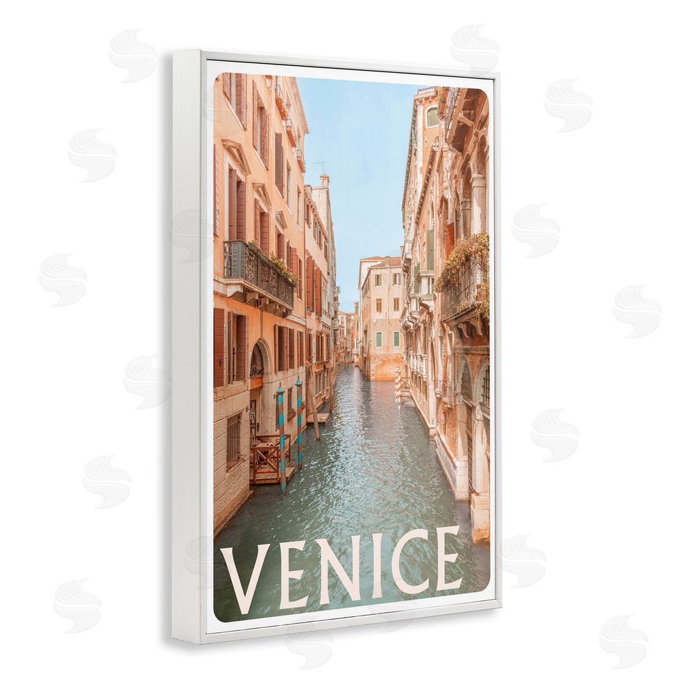 Sundance Graphics Venice Canal Waterway White Framed Giclee Wall Art Print