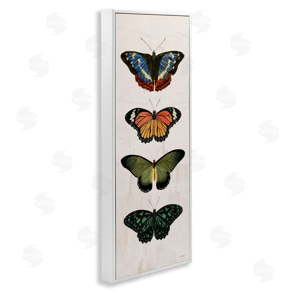 Sundance Graphics Butterfly Lineup Vintage White Framed Giclee Wall Art Print