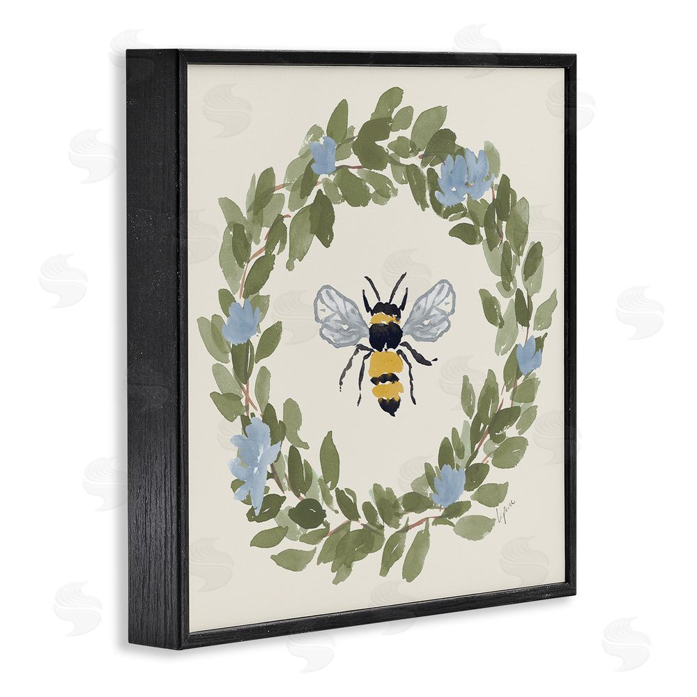 Lucille Price Bee Celebration Wreath Black Framed Giclee Wall Art Print
