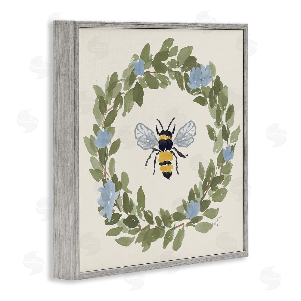 Lucille Price Bee Celebration Wreath Gray Framed Giclee Wall Art Print