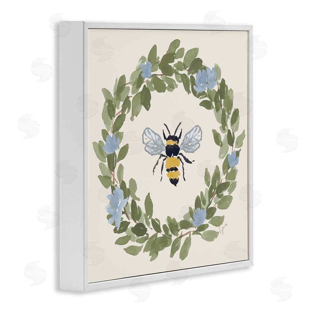 Lucille Price Bee Celebration Wreath White Framed Giclee Wall Art Print