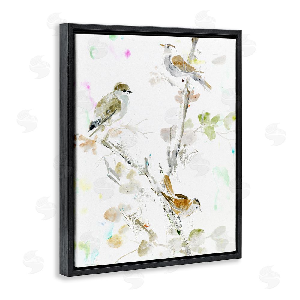 Lorenzo Collective Delicate Feathers Trio Black Floating Frame Wall Art Print