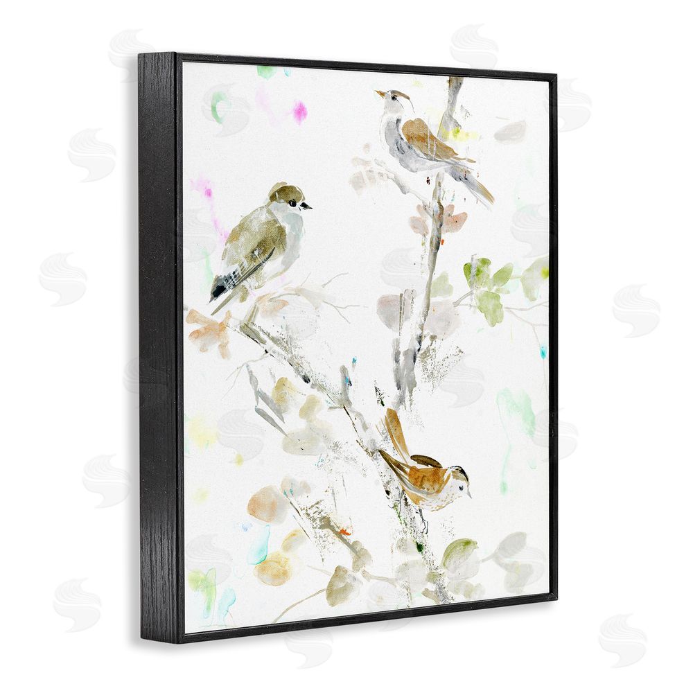 Lorenzo Collective Delicate Feathers Trio Black Framed Giclee Wall Art Print
