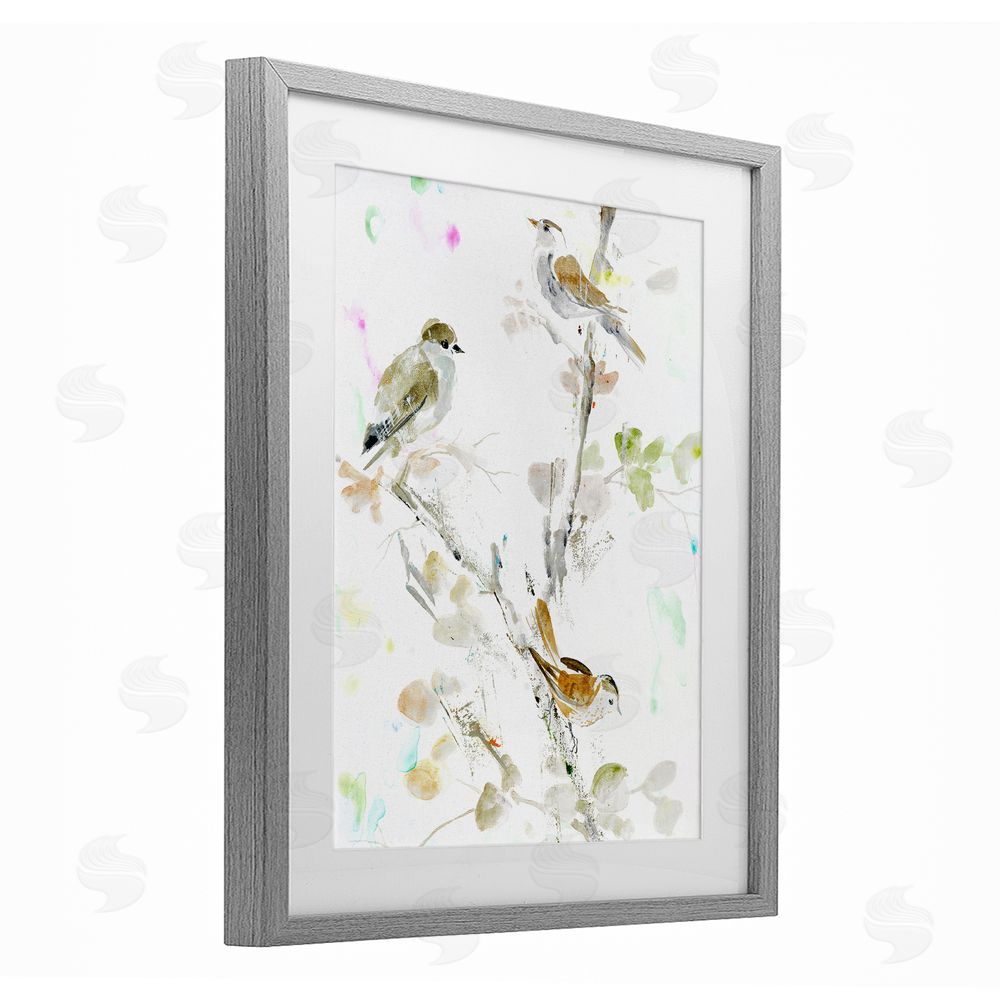Lorenzo Collective Delicate Feathers Trio Gray Framed Print Under Glass Wall Art