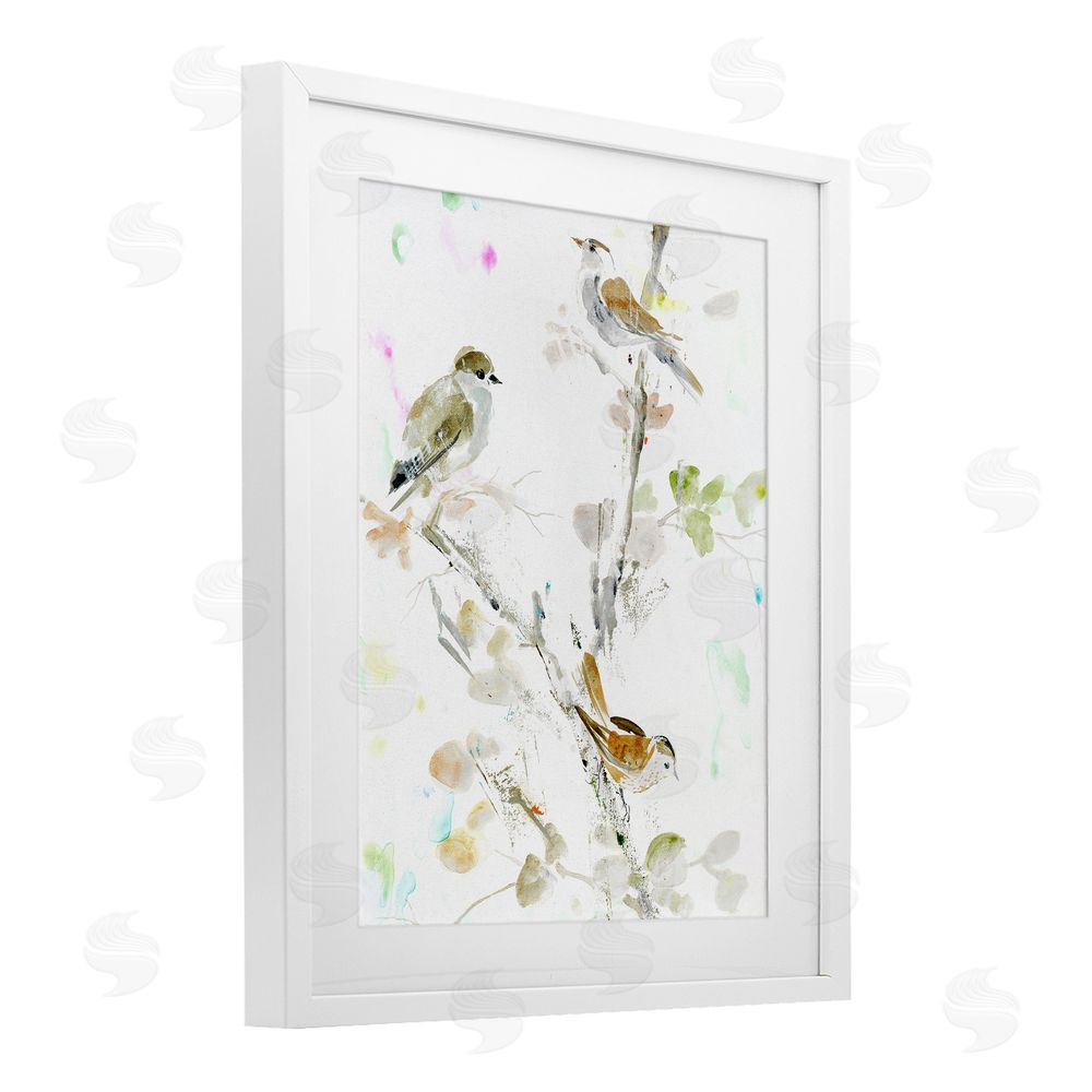 Lorenzo Collective Delicate Feathers Trio White Framed Print Under Glass Wall Art