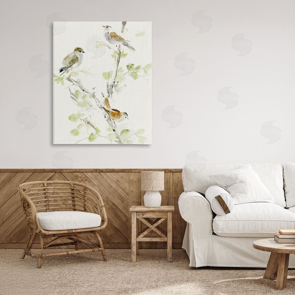 Lorenzo Collective Delicate Feathers Abstraction Stretched Canvas Wall Art in Room