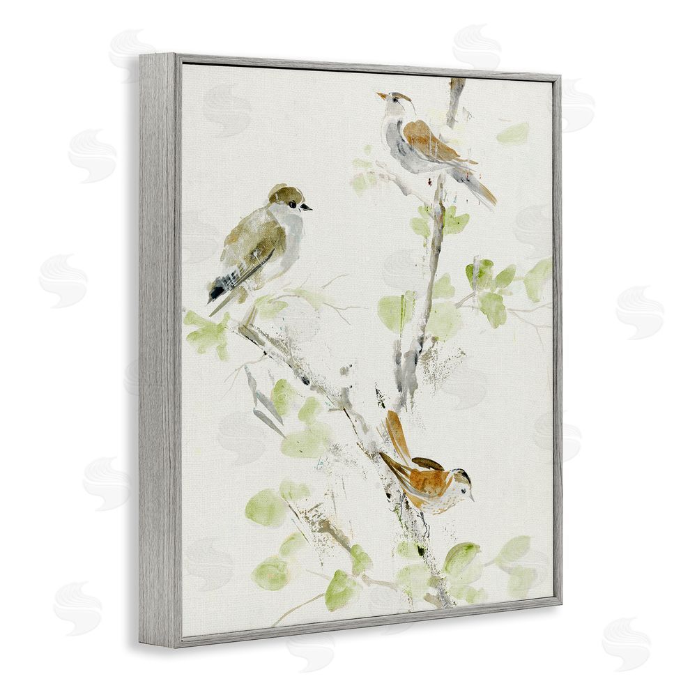 Lorenzo Collective Delicate Feathers Abstraction Gray Framed Giclee Wall Art Print