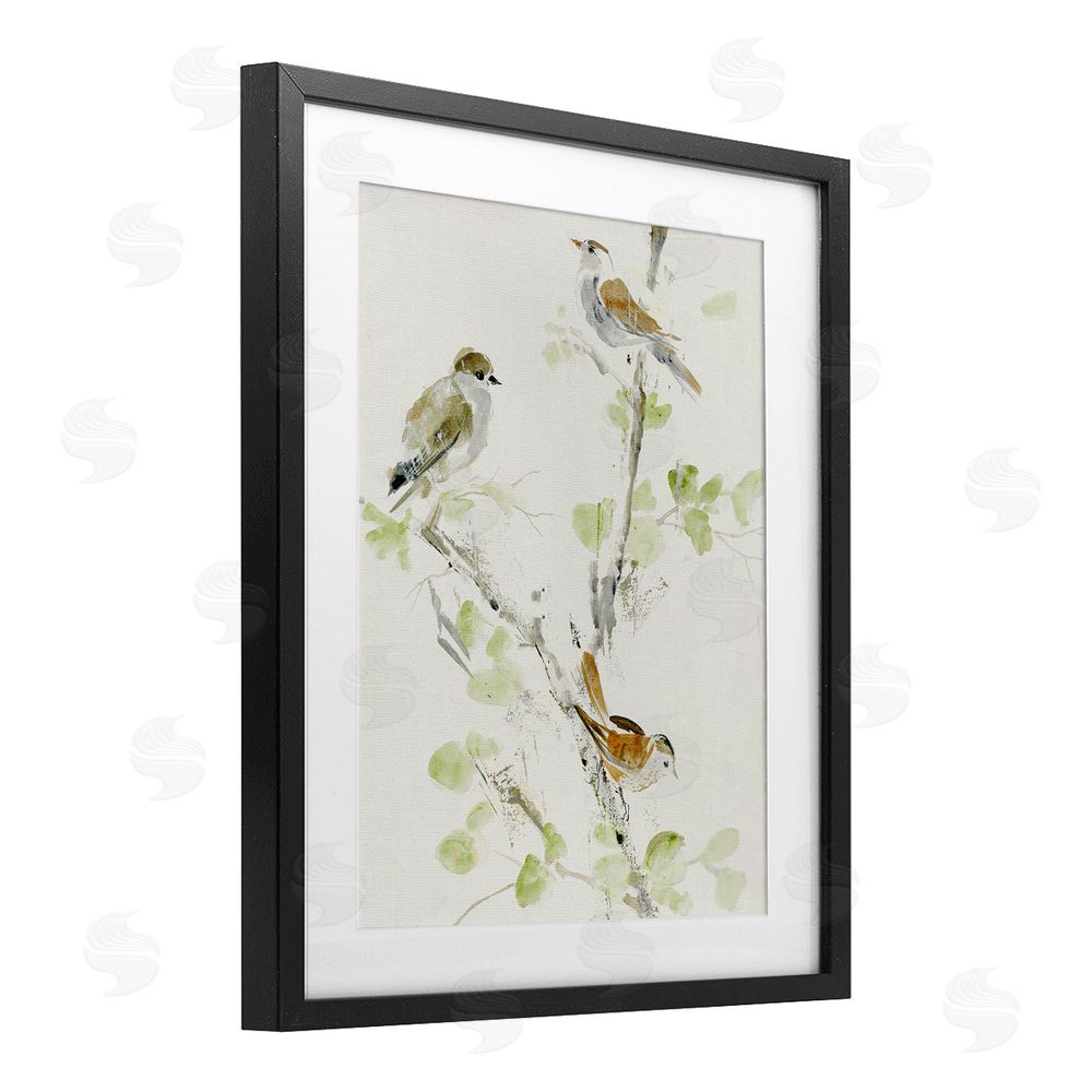 Lorenzo Collective Delicate Feathers Abstraction Black Framed Print Under Glass with Mat Wall Art