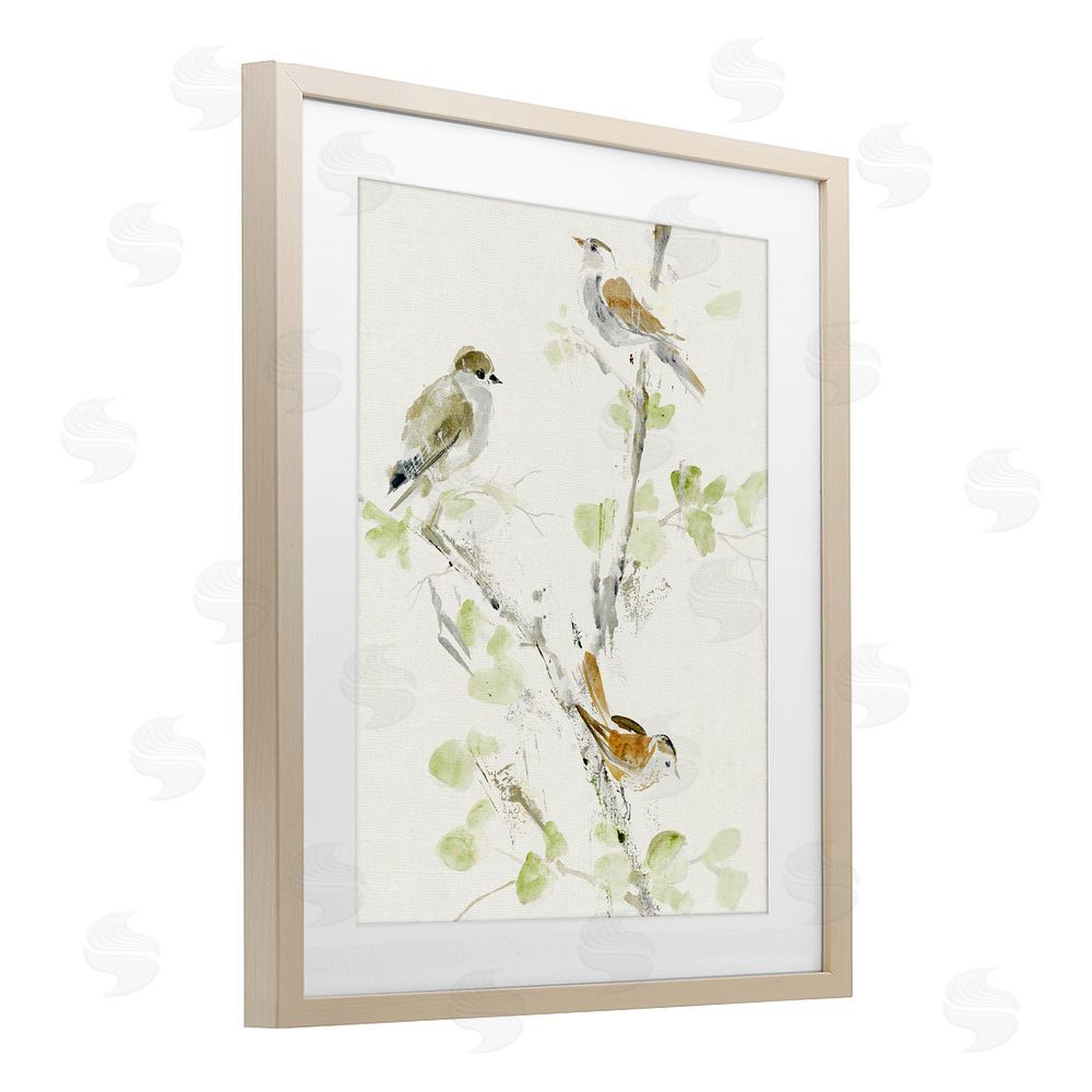 Lorenzo Collective Delicate Feathers Abstraction Brown Framed Print Under Glass with Mat Wall Art