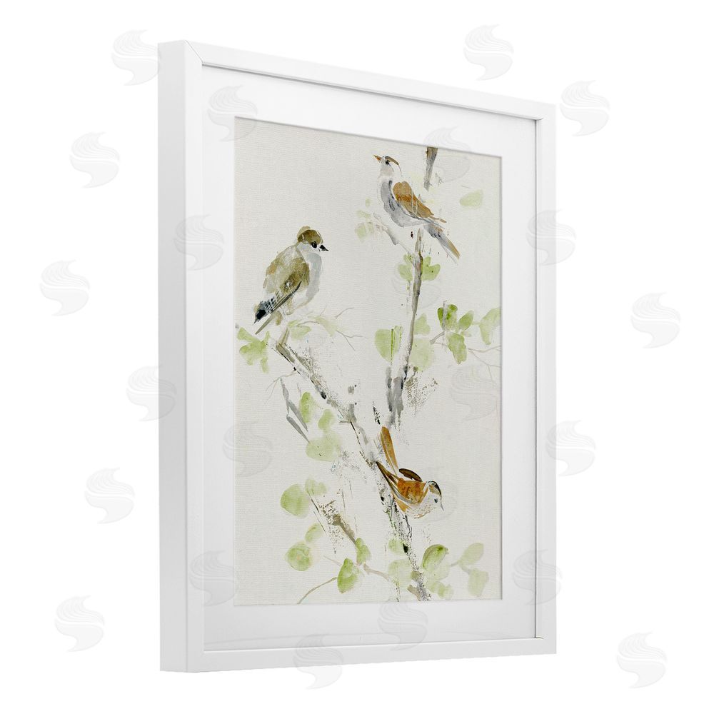Lorenzo Collective Delicate Feathers Abstraction White Framed Print Under Glass with Mat Wall Art