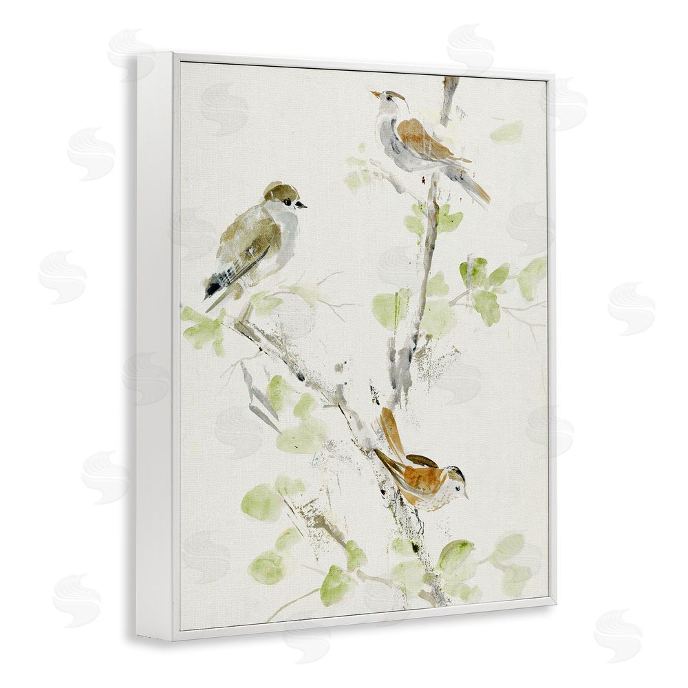 Lorenzo Collective Delicate Feathers Abstraction White Framed Giclee Wall Art Print