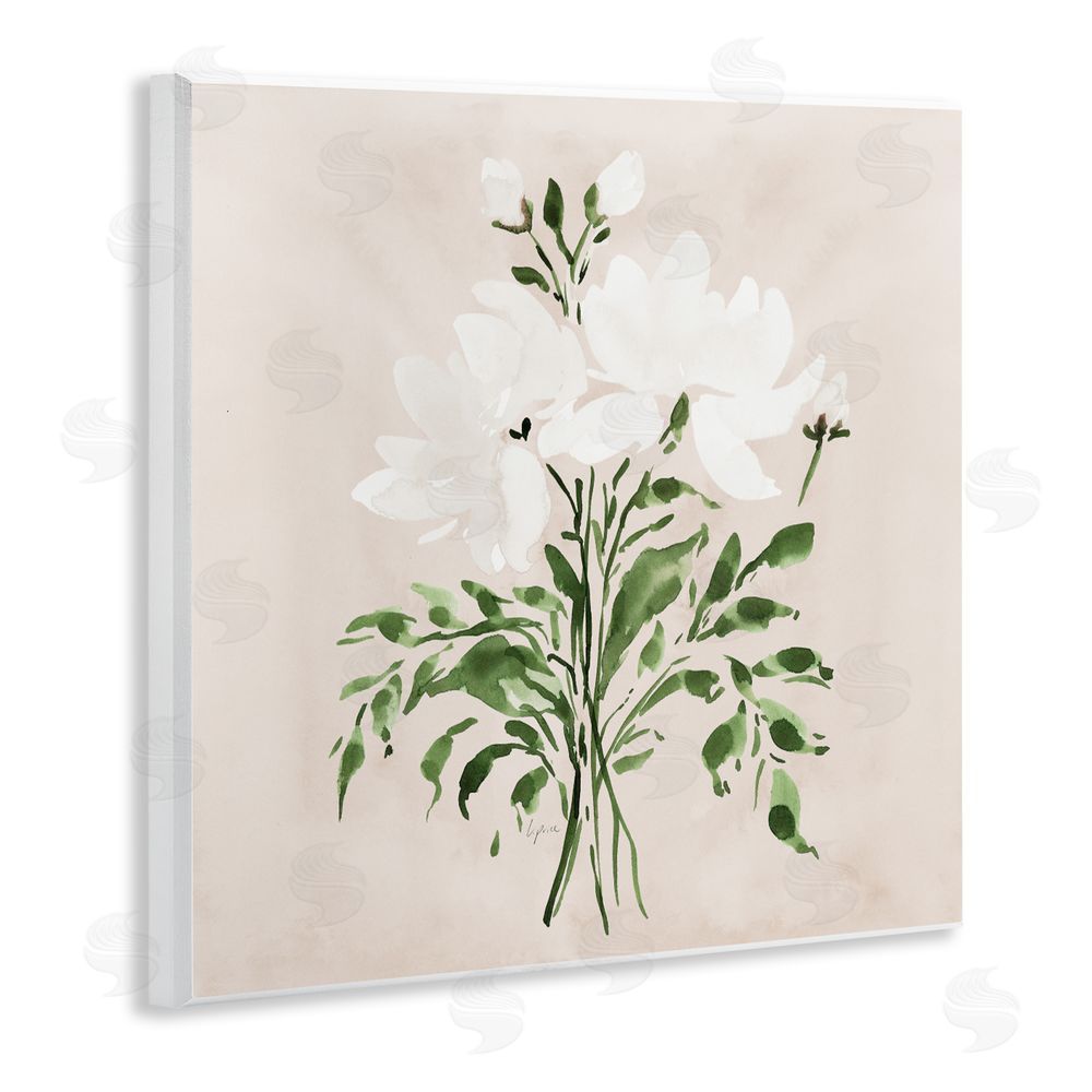 Lucille Price White On Tan Floral Wall Plaque Art Print