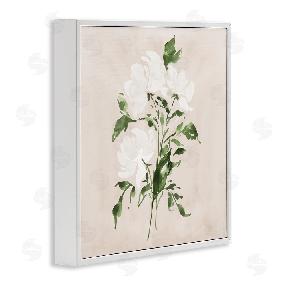 Lucille Price White On Tan Blossom White Framed Giclee Wall Art Print