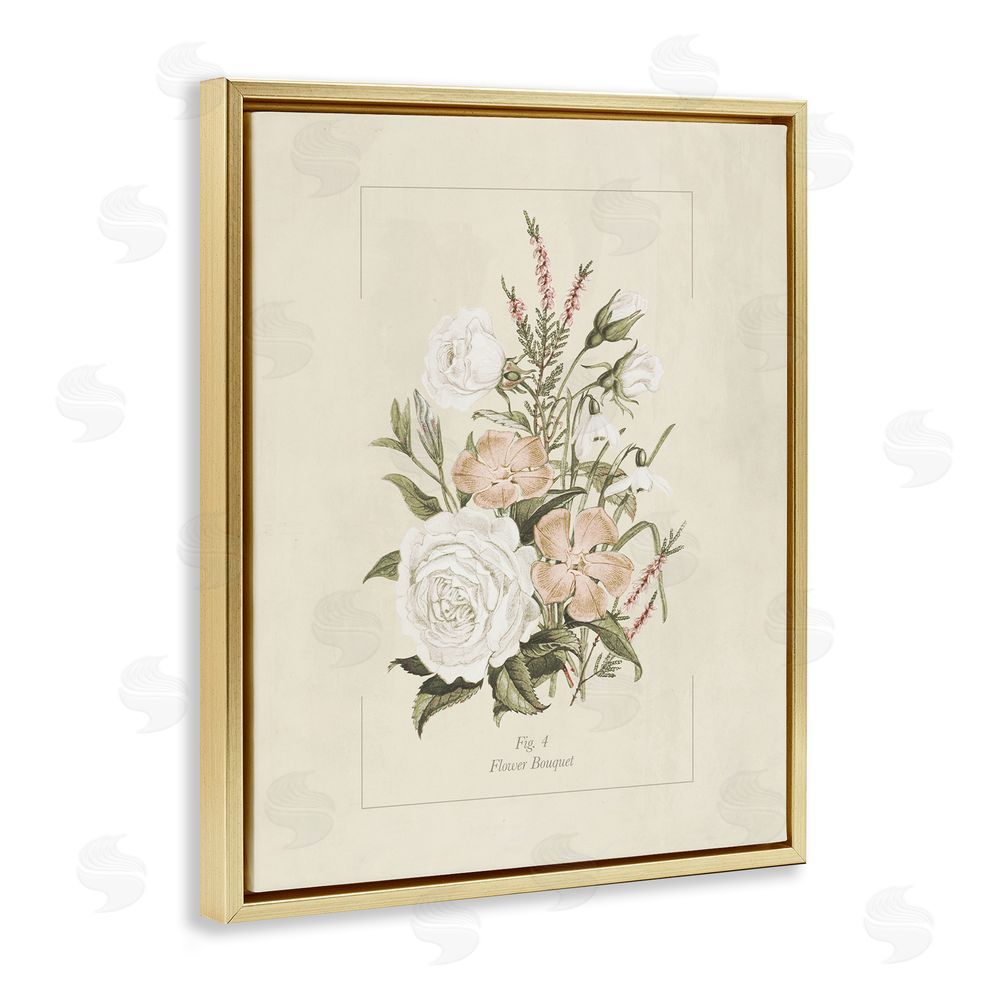 Dan Meneely Neutral & Soft Bouquet Study Gold Floating Frame Canvas Wall Art Print