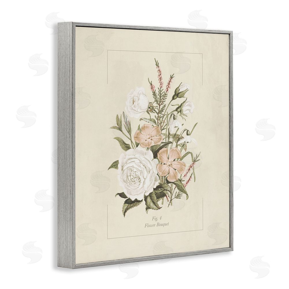 Dan Meneely Neutral & Soft Bouquet Study Gray Framed Giclee Wall Art Print