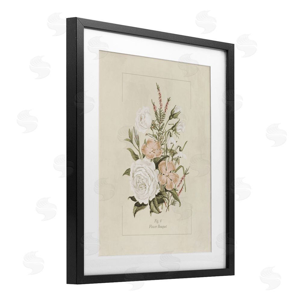 Dan Meneely Neutral & Soft Bouquet Study Black Framed Print Under Glass Wall Art