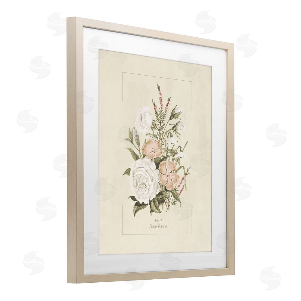 Dan Meneely Neutral & Soft Bouquet Study Brown Framed Print Under Glass Wall Art