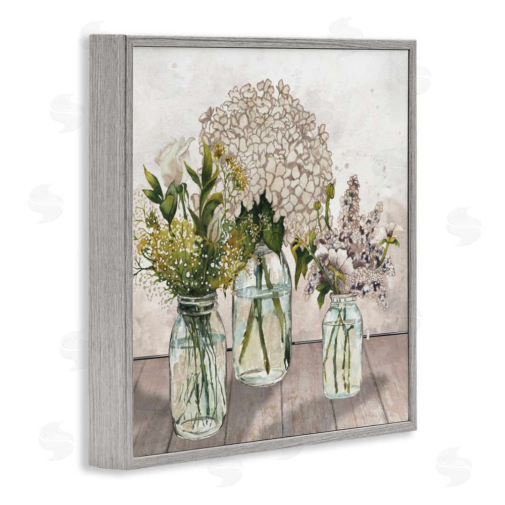 Sundance Graphics Jars Of Wildflowers Gray Framed Giclee Wall Art Print