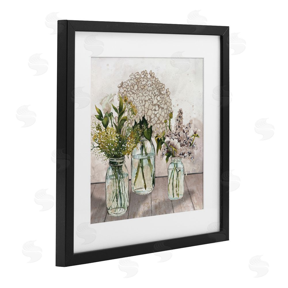 Sundance Graphics Jars Of Wildflowers Black Framed Print Under Glass Wall Art