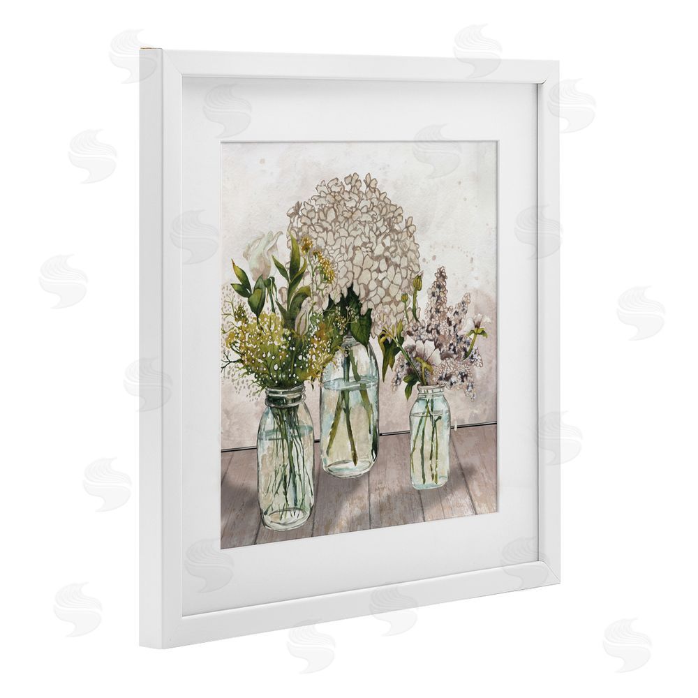 Sundance Graphics Jars Of Wildflowers White Framed Print Under Glass Wall Art