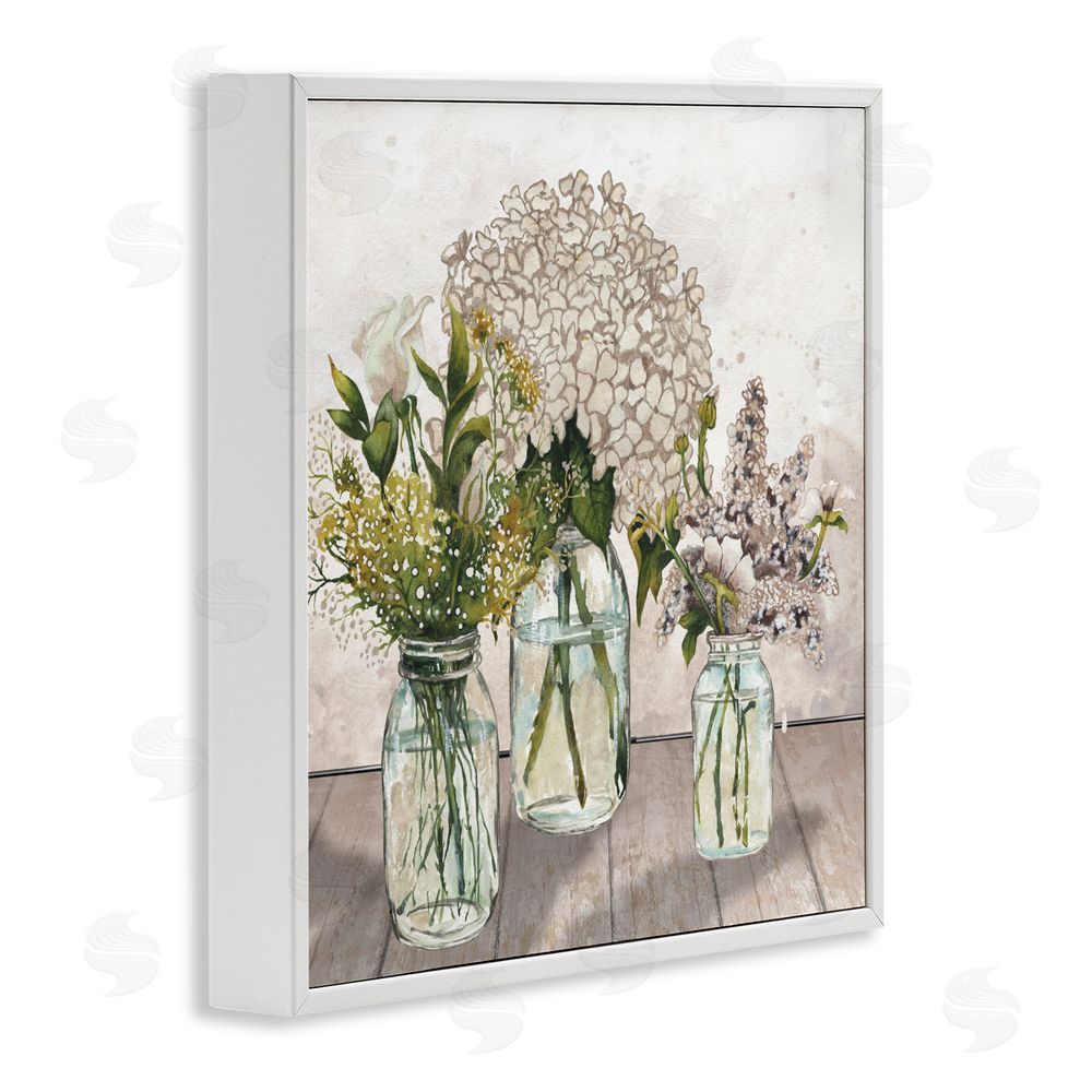 Sundance Graphics Jars Of Wildflowers White Framed Giclee Wall Art Print