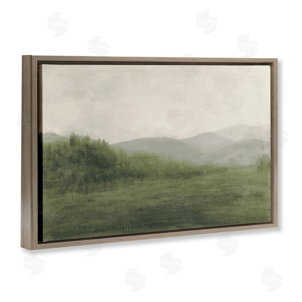 Sundance Graphics Fog Green Countryside Brown Floating Frame Canvas Wall Art Print