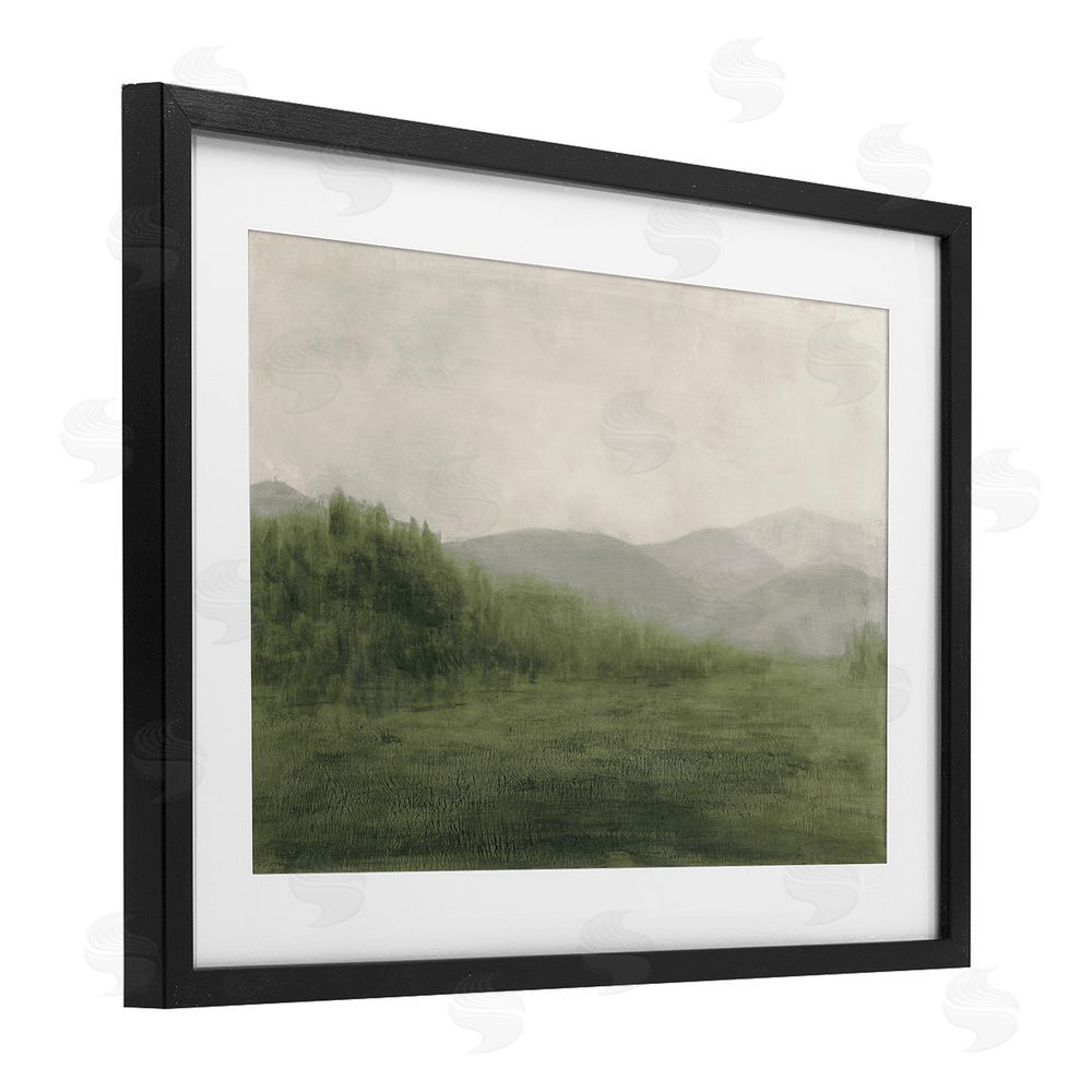 Sundance Graphics Fog Green Countryside Black Framed Print Under Glass Wall Art