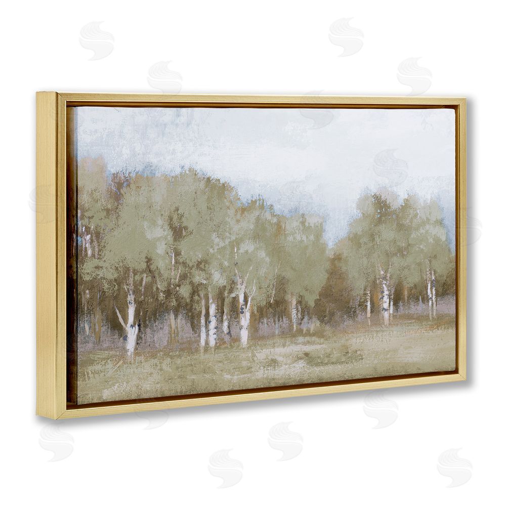 Sundance Graphics Autumn Greens Tranquil Trees Gold Floating Frame Canvas Wall Art Print