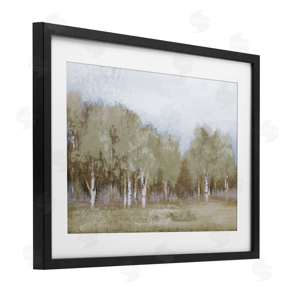 Sundance Graphics Autumn Greens Tranquil Trees Black Framed Print Under Glass Wall Art