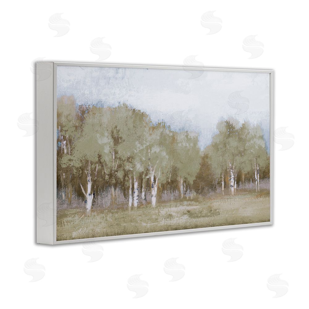 Sundance Graphics Autumn Greens Tranquil Trees White Framed Giclee Wall Art Print