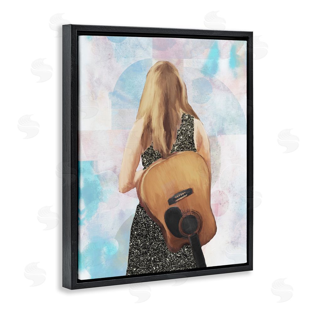 Sundance Graphics Dreaming With My Guitar Black Floating Frame Canvas Wall Art Print