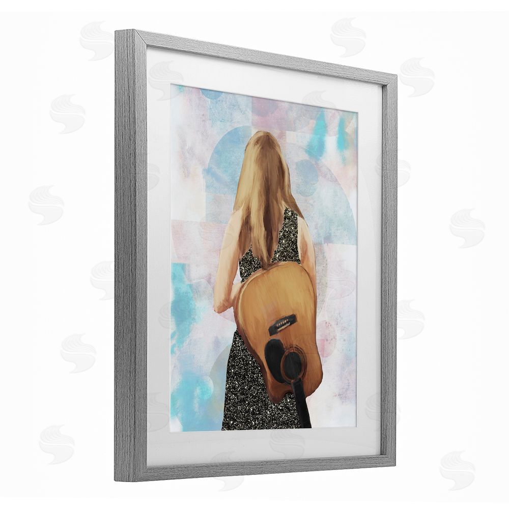 Sundance Graphics Dreaming With My Guitar Gray Framed Print Under Glass Wall Art