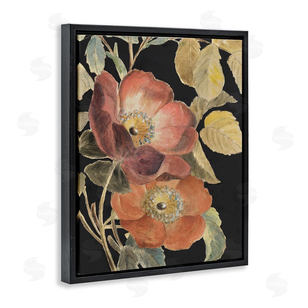 Lanie Loreth Red Flower over Black Black Floating Frame Canvas Wall Art Print