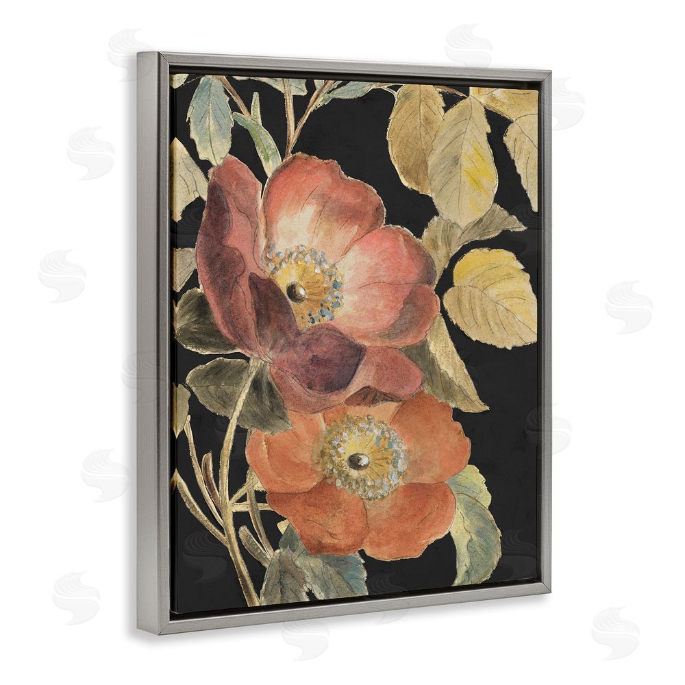 Lanie Loreth Red Flower over Black Gray Floating Frame Canvas Wall Art Print
