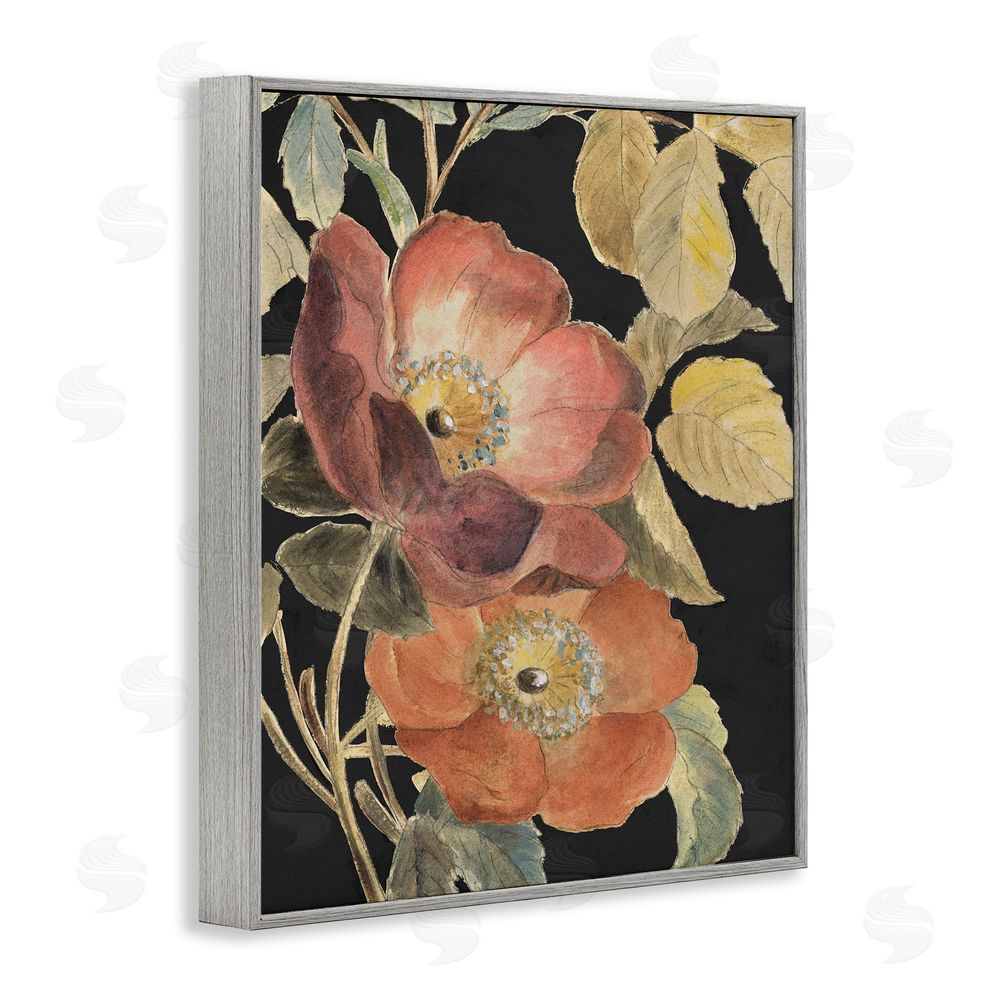Lanie Loreth Red Flower over Black Gray Framed Giclee Wall Art Print