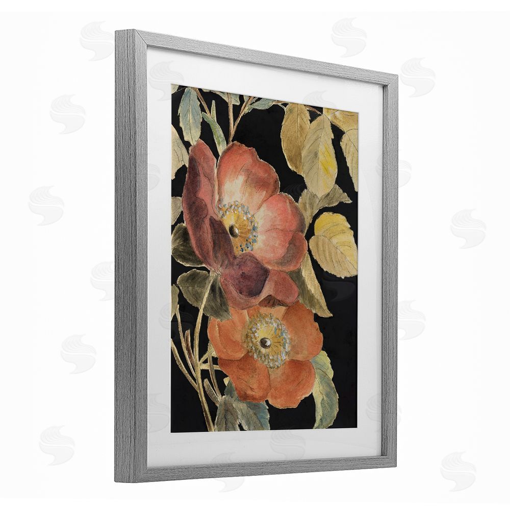Lanie Loreth Red Flower over Black Gray Framed Print Under Glass Wall Art